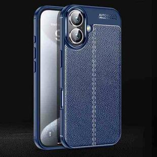 For iPhone 16 Plus Litchi Texture Shockproof TPU Phone Case(Blue)
