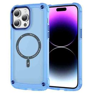 For iPhone 14 Pro Max Skin Feel TPU + PC MagSafe Magnetic Phone Case(Transparent Blue)