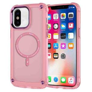 For iPhone X / XS Skin Feel TPU + PC MagSafe Magnetic Phone Case(Transparent Pink)