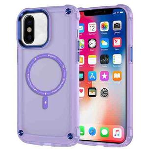 For iPhone X / XS Skin Feel TPU + PC MagSafe Magnetic Phone Case(Transparent Purple)