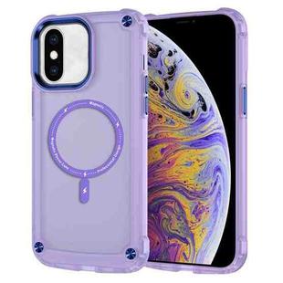 For iPhone XS Max Skin Feel TPU + PC MagSafe Magnetic Phone Case(Transparent Purple)