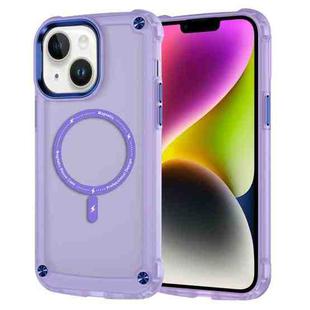 For iPhone 15 Skin Feel TPU + PC MagSafe Magnetic Phone Case(Transparent Purple)