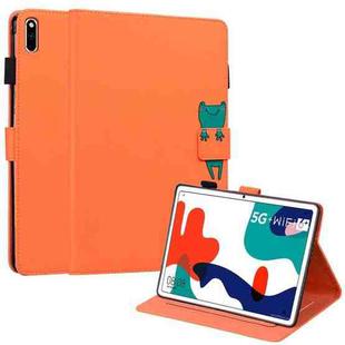 For Huawei MatePad 10.4 Cartoon Buckle Leather Tablet Case(Orange)