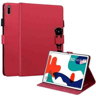 For Huawei MatePad 10.4 Cartoon Buckle Leather Tablet Case(Red)