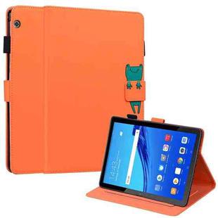 For Huawei MediaPad T5 Cartoon Buckle Leather Tablet Case(Orange)