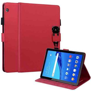 For Huawei MediaPad T5 Cartoon Buckle Leather Tablet Case(Red)