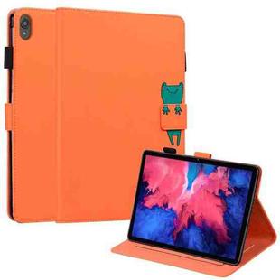 For Lenovo Tab P11 Cartoon Buckle Leather Tablet Case(Orange)