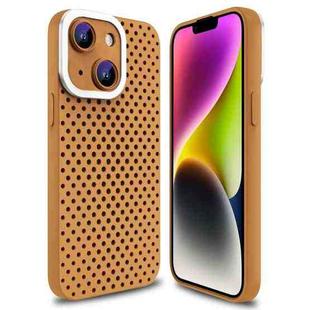 For iPhone 14 Hollow Heat Dissipation TPU Phone Case(Brown)