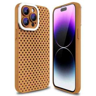 For iPhone 14 Pro Hollow Heat Dissipation TPU Phone Case(Brown)