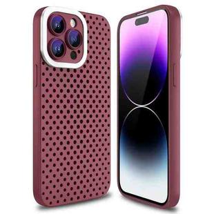 For iPhone 14 Pro Max Hollow Heat Dissipation TPU Phone Case(Rose Red)