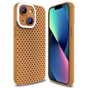 For iPhone 13 Hollow Heat Dissipation TPU Phone Case(Brown)