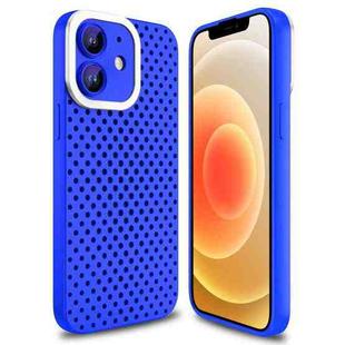 For iPhone 12 Hollow Heat Dissipation TPU Phone Case(Blue)