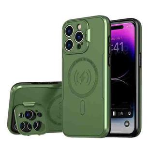 For iPhone 15 Pro Max MagSafe Magnetic Invisible Camera Holder Phone Case(Green)