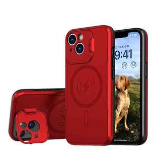 For iPhone 15 Plus MagSafe Magnetic Invisible Camera Holder Phone Case(Red)