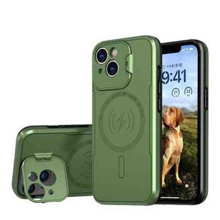 For iPhone 15 Plus MagSafe Magnetic Invisible Camera Holder Phone Case(Green)