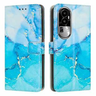 For OPPO Reno10 Painted Marble Pattern Leather Phone Case(Blue Green)