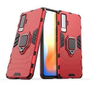 For vivo X50 PC + TPU Anti-fall Protective Case with Ring Holder(Red)