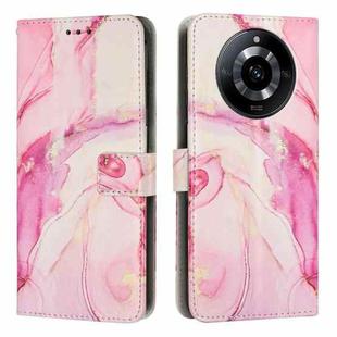 For Realme 11 Painted Marble Pattern Leather Phone Case(Rose Gold)