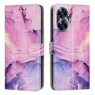 For Realme C55 Painted Marble Pattern Leather Phone Case(Purple)