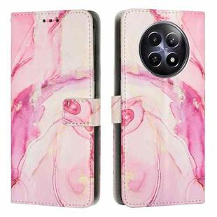 For Realme 12 5G / 13 5G Global Painted Marble Pattern Leather Phone Case(Rose Gold)