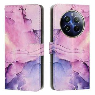 For Realme 12 4G / 12+ 5G Global Painted Marble Pattern Leather Phone Case(Purple)