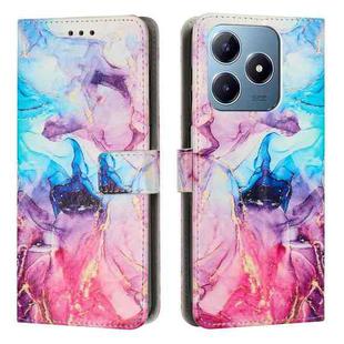 For Realme C63 / C61 / Note 60 Painted Marble Pattern Leather Phone Case(Pink Purple)