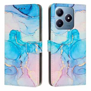 For Realme C63 / C61 / Note 60 Painted Marble Pattern Leather Phone Case(Pink Green)