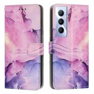 For Realme C65 4G Global Painted Marble Pattern Leather Phone Case(Purple)