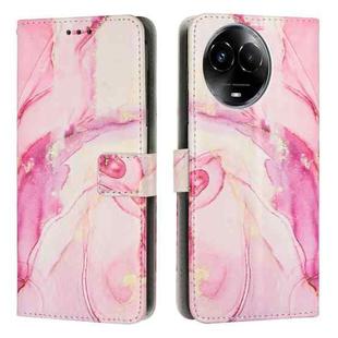 For Realme 11 5G Global / 11X Painted Marble Pattern Leather Phone Case(Rose Gold)