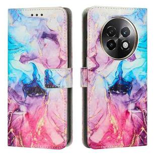 For Realme 13+ 5G Global Painted Marble Pattern Leather Phone Case(Pink Purple)