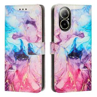 For Realme C67 Painted Marble Pattern Leather Phone Case(Pink Purple)