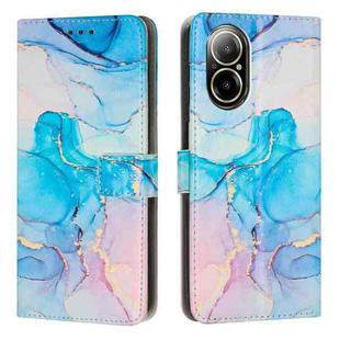 For Realme C67 Painted Marble Pattern Leather Phone Case(Pink Green)