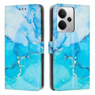 For Realme 14 / P3 5G / 14T 5G Painted Marble Pattern Leather Phone Case(Blue Green)