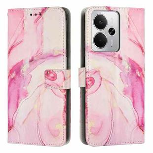 For Realme 14 / P3 5G / 14T 5G Painted Marble Pattern Leather Phone Case(Rose Gold)