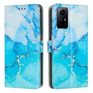 For Xiaomi Redmi Note 12S 4G Global Painted Marble Pattern Leather Phone Case(Blue Green)