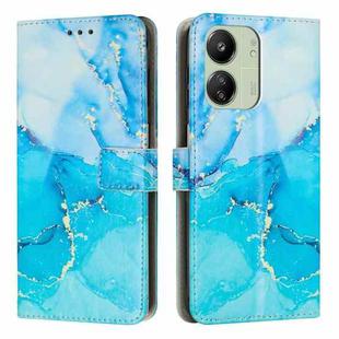 For Redmi 13C 4G Painted Marble Pattern Leather Phone Case(Blue Green)