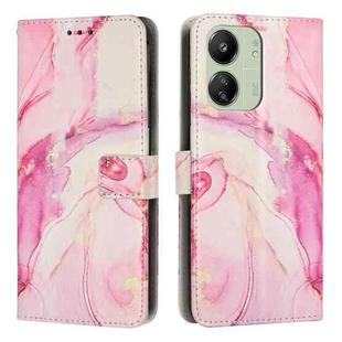 For Redmi 13C 4G Painted Marble Pattern Leather Phone Case(Rose Gold)