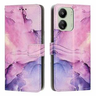 For Redmi 13C 4G Painted Marble Pattern Leather Phone Case(Purple)