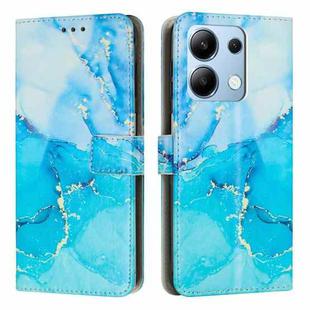 For Redmi Note 13 4G Painted Marble Pattern Leather Phone Case(Blue Green)