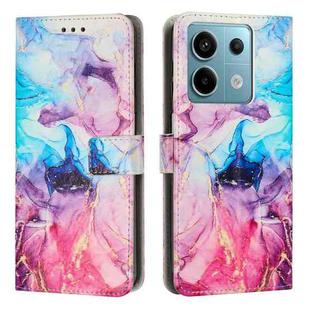 For Redmi Note 13 5G Painted Marble Pattern Leather Phone Case(Pink Purple)