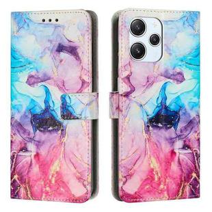 For Redmi 12 4G / Redmi 12 5G / Note 12R Painted Marble Pattern Leather Phone Case(Pink Purple)