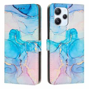 For Redmi 12 4G / Redmi 12 5G / Note 12R Painted Marble Pattern Leather Phone Case(Pink Green)