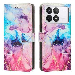 For Redmi K70 Pro / K70 Painted Marble Pattern Leather Phone Case(Pink Purple)