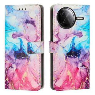 For Redmi K80 / K80 Pro Painted Marble Pattern Leather Phone Case(Pink Purple)
