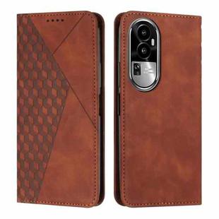 For OPPO Reno10 Pro+ Diamond Splicing Skin Feel Magnetic Leather Phone Case(Brown)