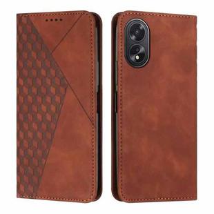 For OPPO A38 / A18 Diamond Splicing Skin Feel Magnetic Leather Phone Case(Brown)