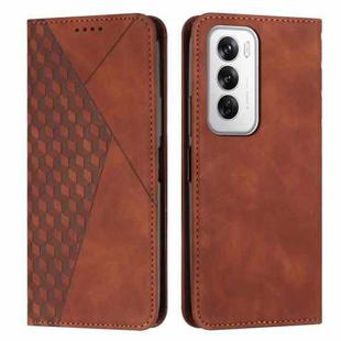 For OPPO Reno12 5G Global Diamond Splicing Skin Feel Magnetic Leather Phone Case(Brown)