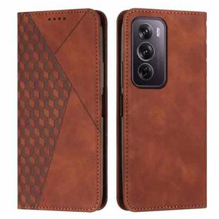 For OPPO Reno12 Pro Global Diamond Splicing Skin Feel Magnetic Leather Phone Case(Brown)