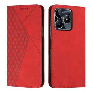 For Realme C53/Narzo N53 Diamond Splicing Skin Feel Magnetic Leather Phone Case(Red)