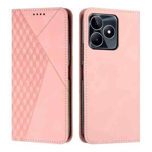 For Realme C53/Narzo N53 Diamond Splicing Skin Feel Magnetic Leather Phone Case(Rose Gold)